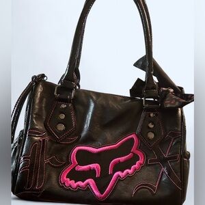 FOX Racing Black Pink Patent Trim Purse Y2K Punk Ride On